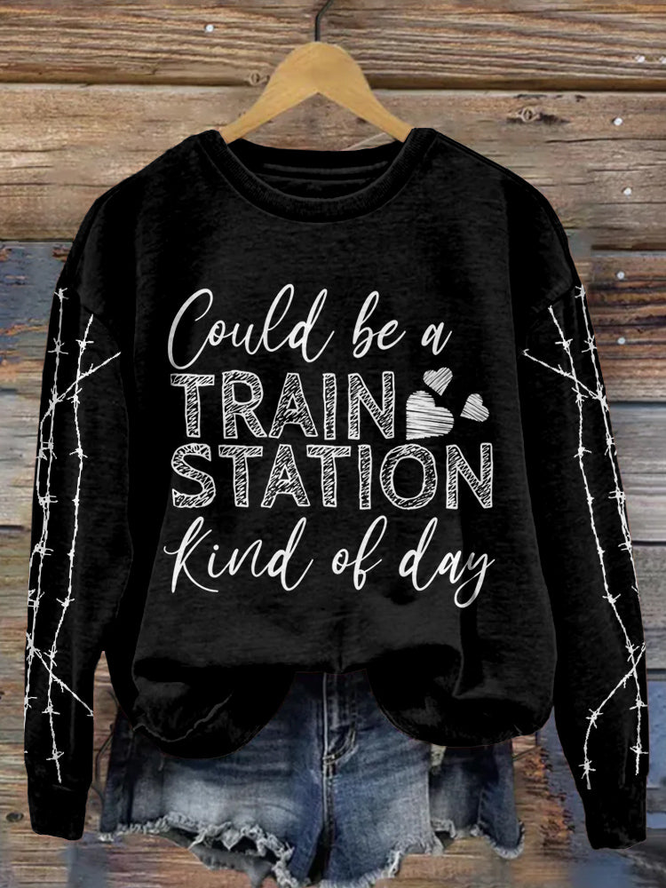 Western Train Station Inspired Vintage Washed Sweatshirt