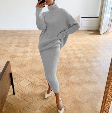 🔥Christmas Sale 🎁🎄-50% OFF-Casual Turtleneck Sweater Loose Version Skirt Suit