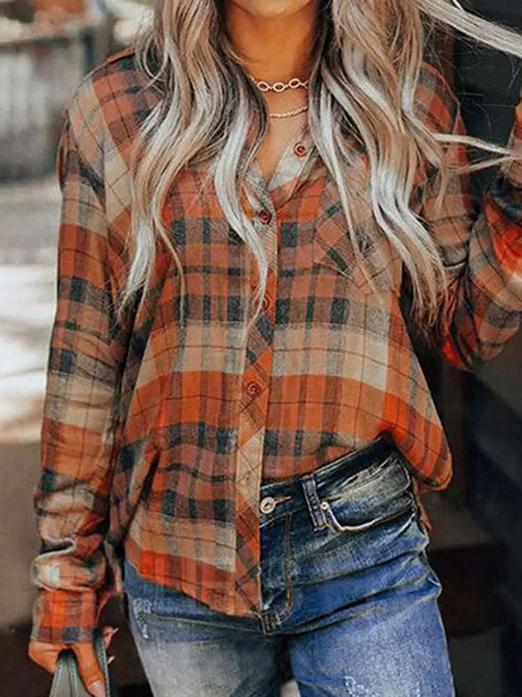 Casual Vintage Check Long Sleeve Shirt