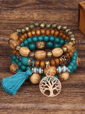 Vintage Boho Multilayer Wooden Bead Bracelet