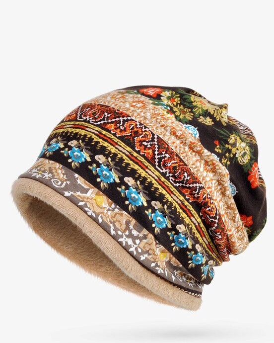 🔥Christmas Sale 🎁🎄-50% OFF-Retro Tribal Printed Fleece Dual Use Scarf Beanie Hat