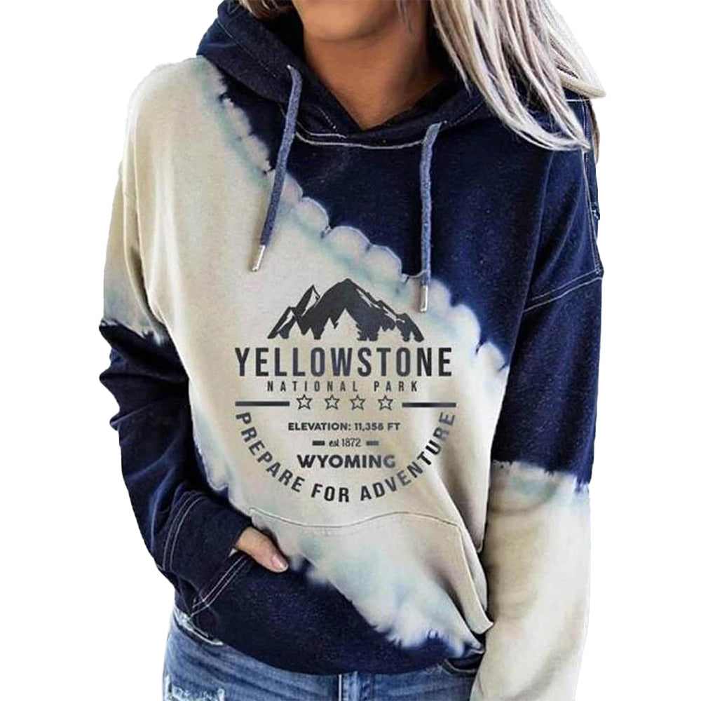 Women's American Yellowstone Park Print Hooded Sweatshirt