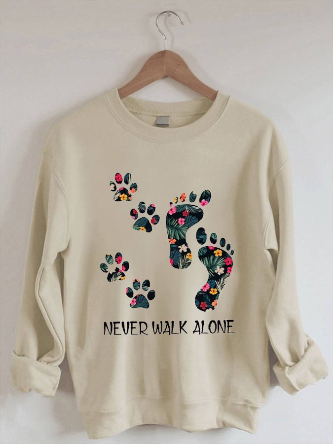 Suéteres casuales con estampado de Dod Paw para mujer NEVER WALK ALONE 