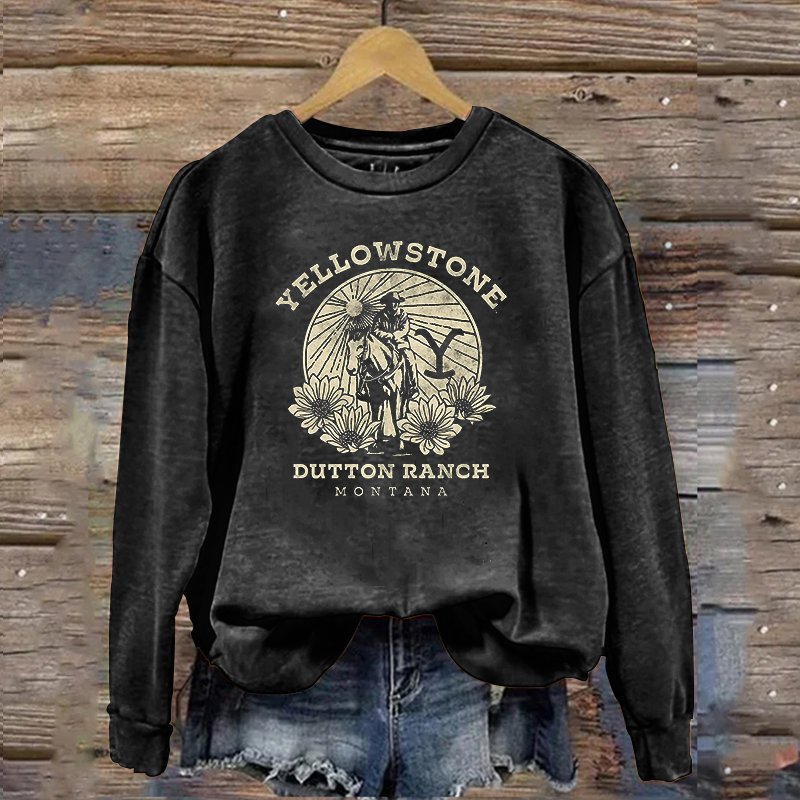 Dutton Ranch Vintage Sunflower Floral Logo Classic Sweatshirt