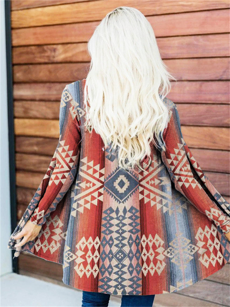 Western Ethnic Aztec Pattern Cardigan