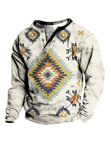 Men's Distressed Western Print Sweatshirt