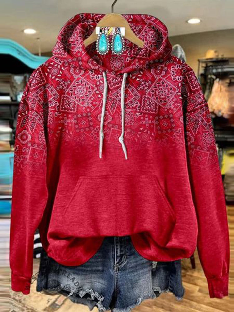 Paisley Casual Hoodie Sweatshirt