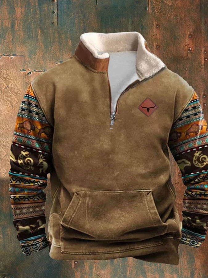 Sudadera informal con cuello alto, manga larga y estampado de cremallera 