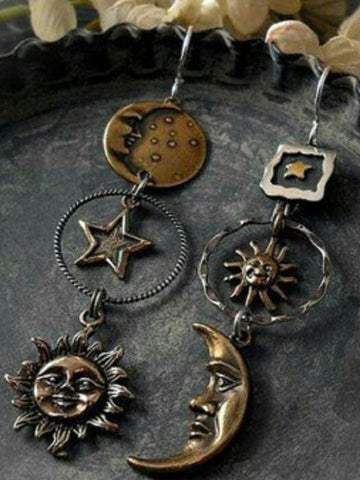 Vintage Sun Moon Star Earrings