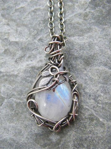 Wisherryy Vintage Vines Tangled Moonstone Necklace