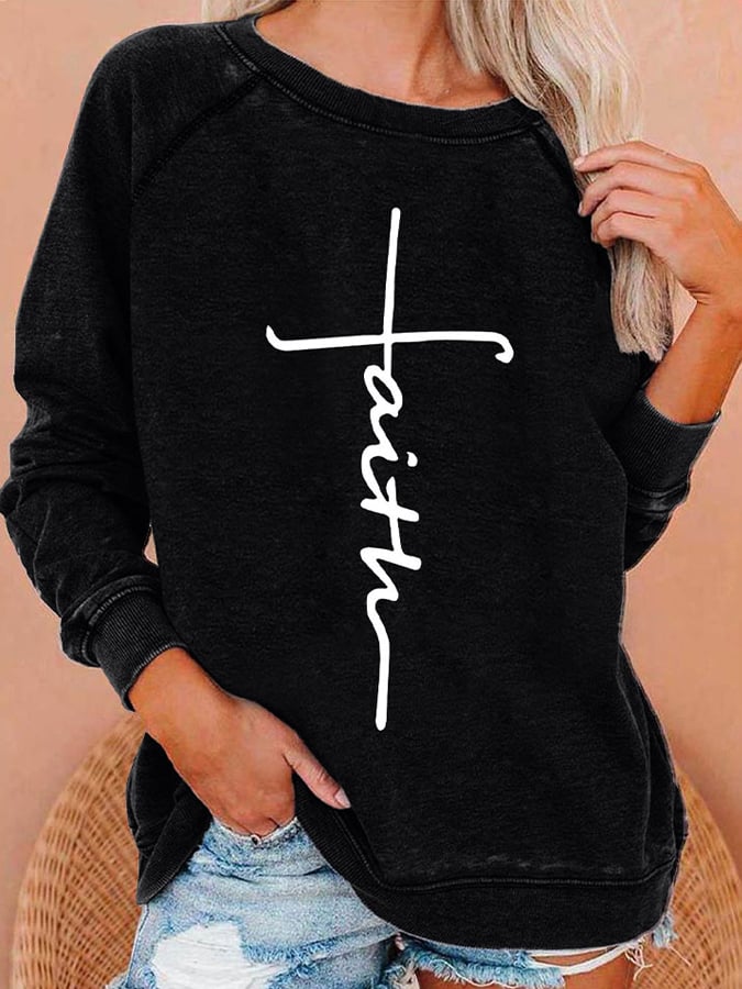 Suéter estampado Faith para mujer 