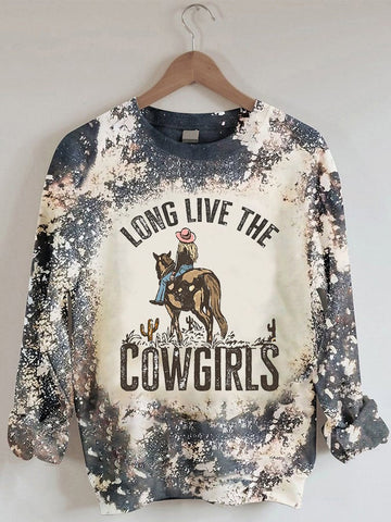 Sudadera casual con efecto tie-dye vintage Long Live The Cowgirls para mujer 