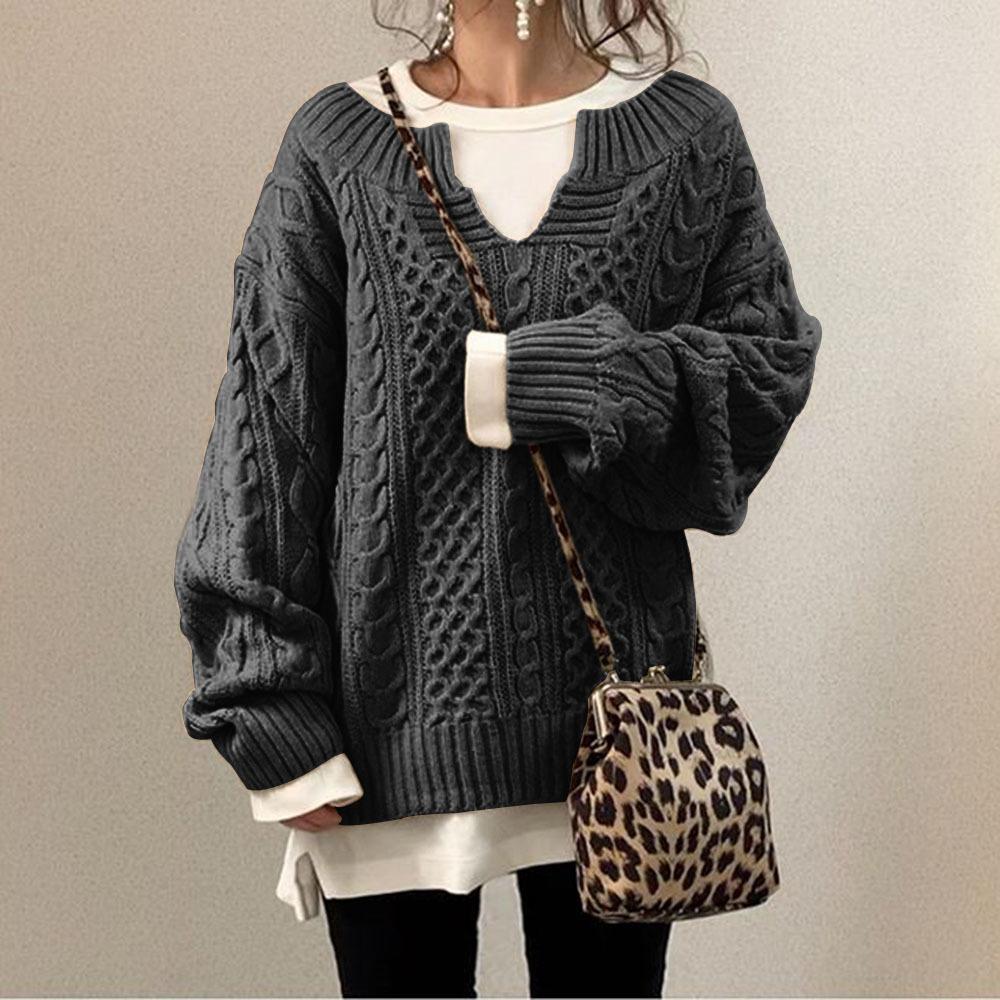 🔥Christmas Sale 🎁🎄-50% OFF-Casual Twist Texture V-Neck Sweater Top