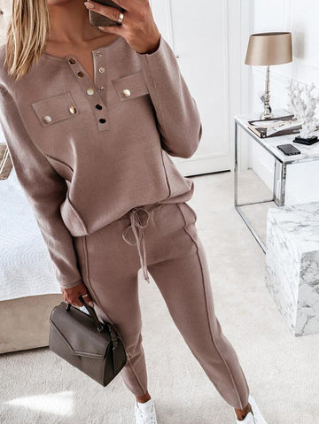 🔥Christmas Sale 🎁🎄-50% OFF-V-neck drawstring trousers set