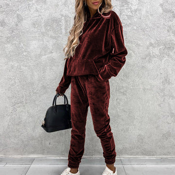 🔥Christmas Sale 🎁🎄-50% OFF-Women's solid color hooded sports casual suit