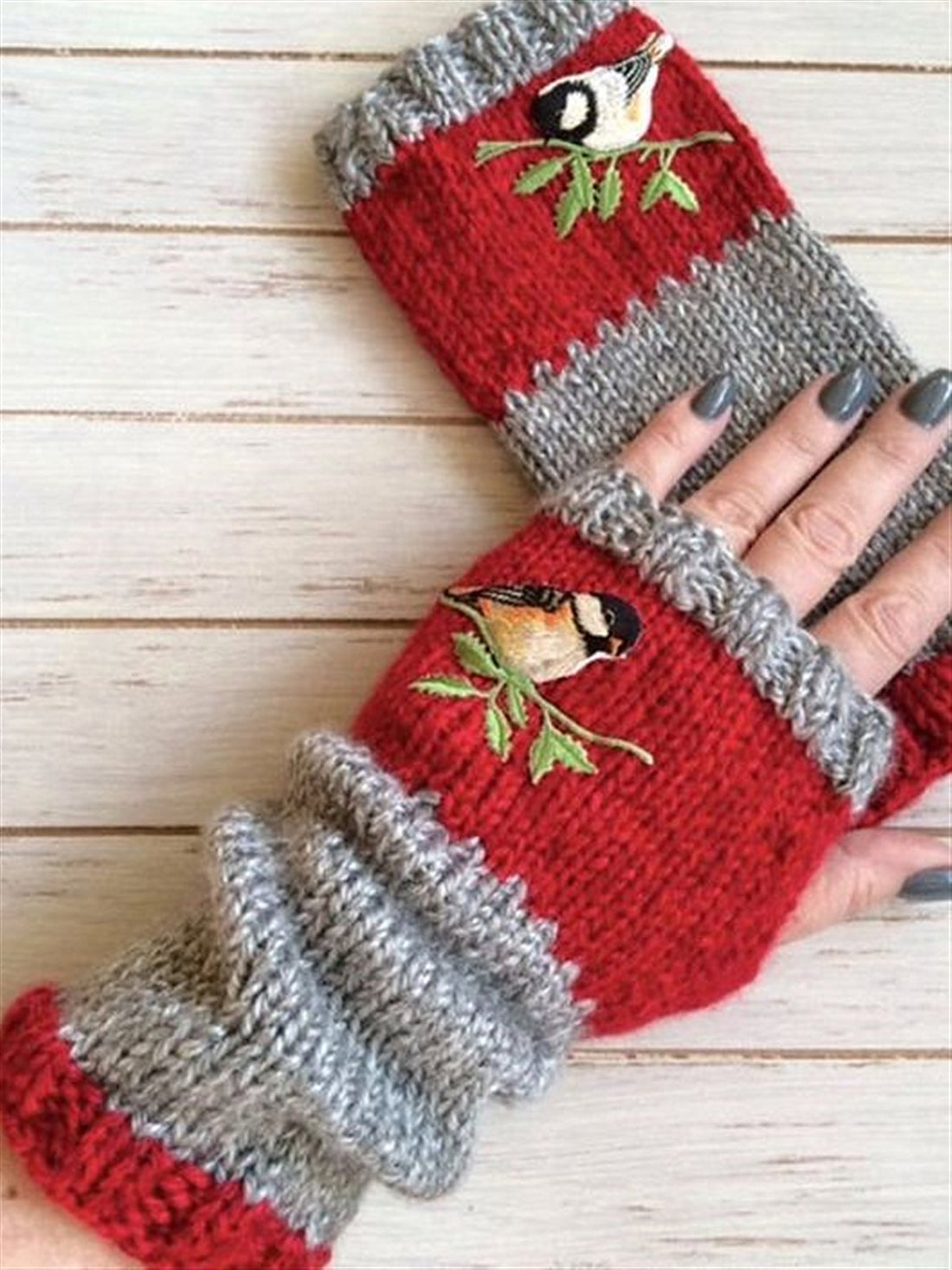 🔥Christmas Sale 🎁🎄-50% OFF-Autumn Winter Casual Basic Flora Knitted Gloves