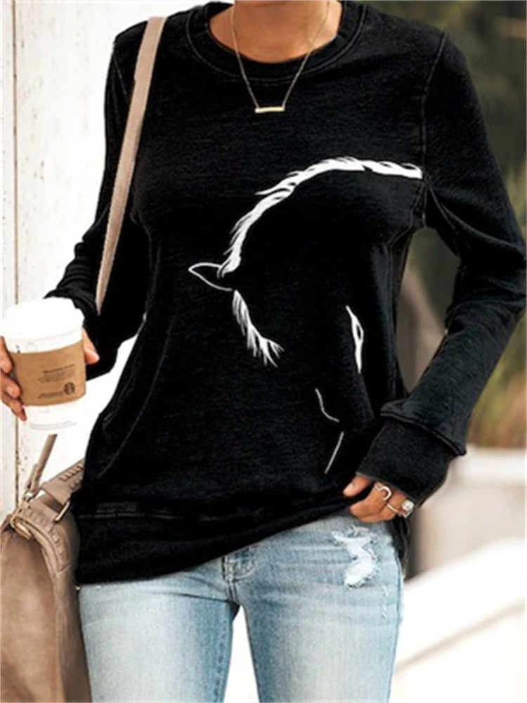 Horse Lover Horse Silhouette Graphic Sweatshirt