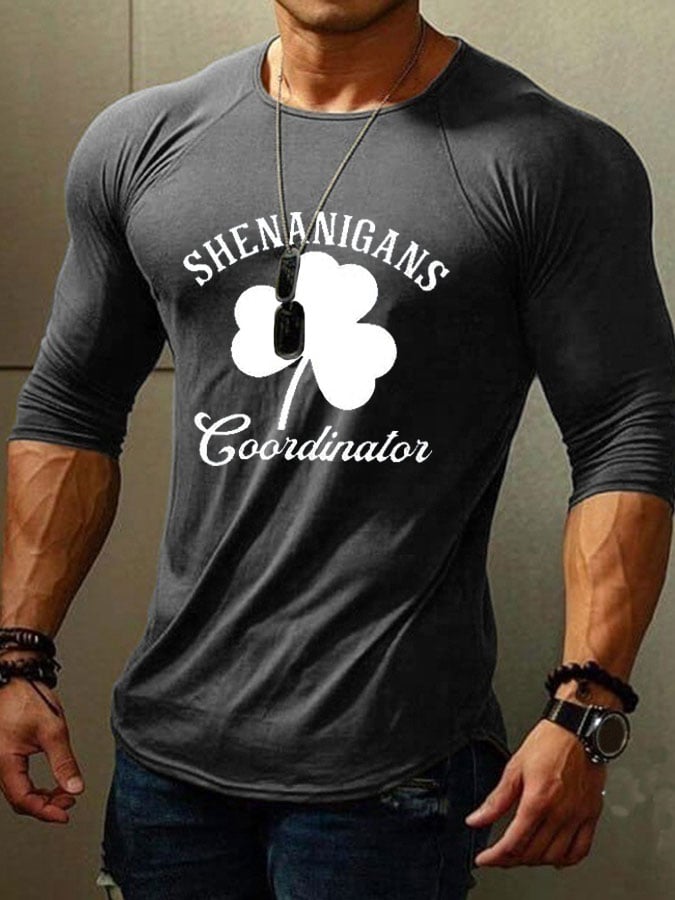 Camiseta de manga larga con estampado del Día de San Patricio de Shenanigans Coordinator para hombre 