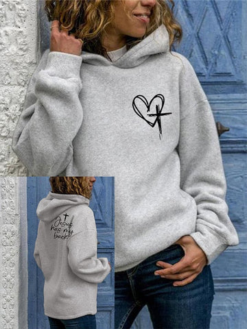 Women's Love Like Jesus Jesus Has My Back Print Casual Hoodie