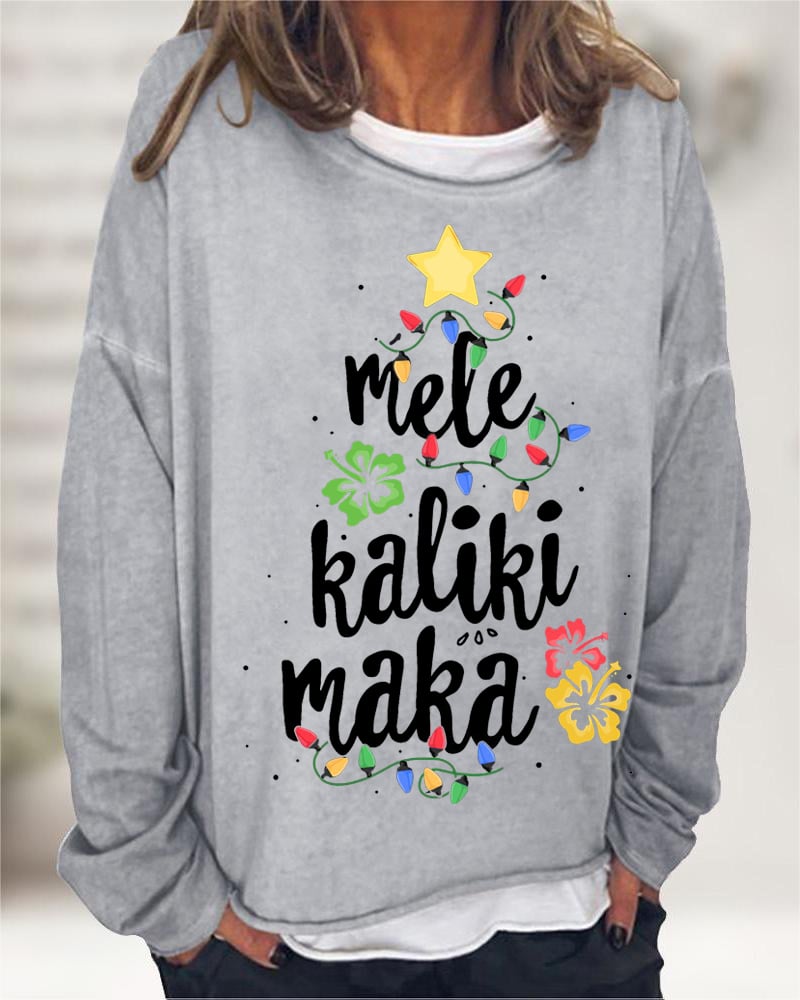 Suéter estampado casual hawaiano Mele Kalikimaka Bing Crosby para mujer 