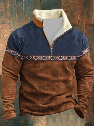 Sudadera informal con cuello alto, manga larga y estampado de cremallera 