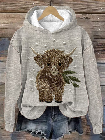 Women's Highland Cow Print Hoodie