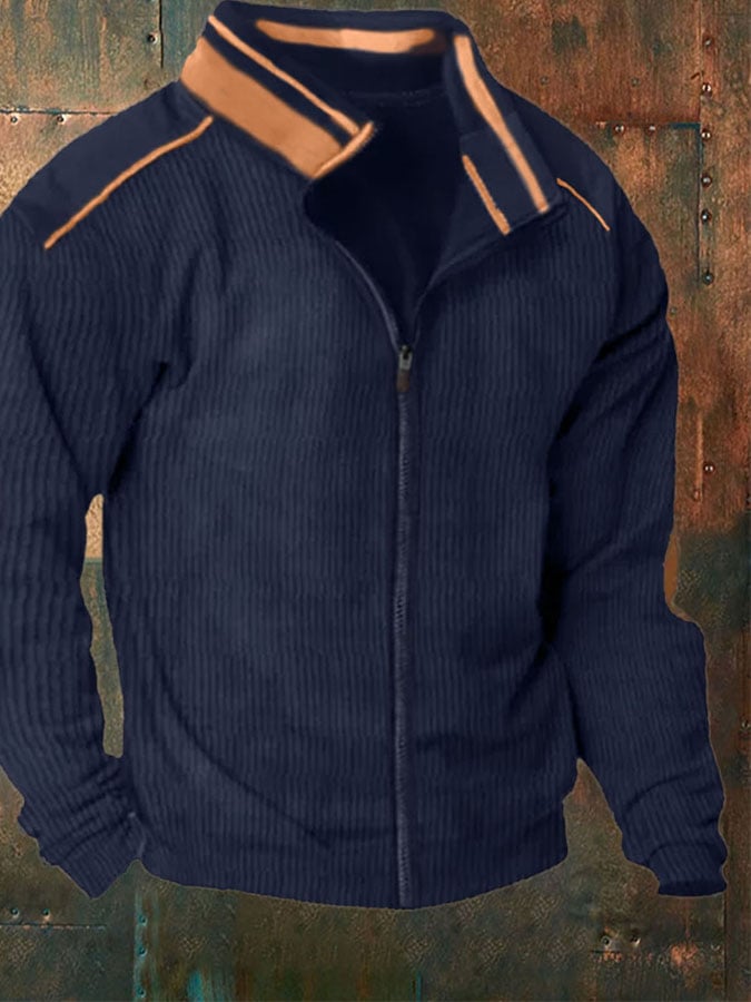 Cárdigan informal tipo sudadera con cremallera para hombre 