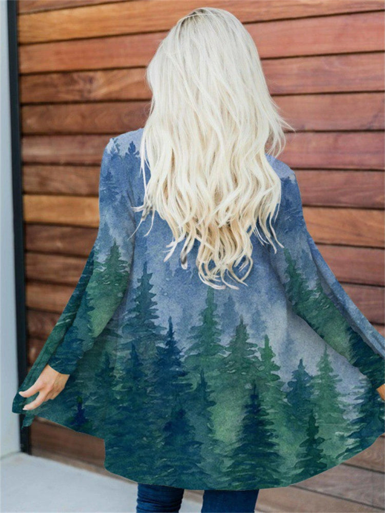 Mountains Lanscape Gradient Watercolor Art Cardigan