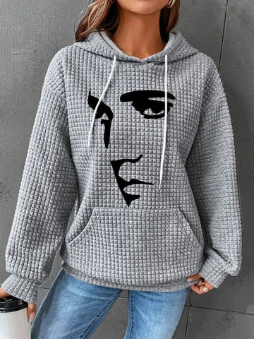 Vintage King Of Rock Roll Print Hoodie