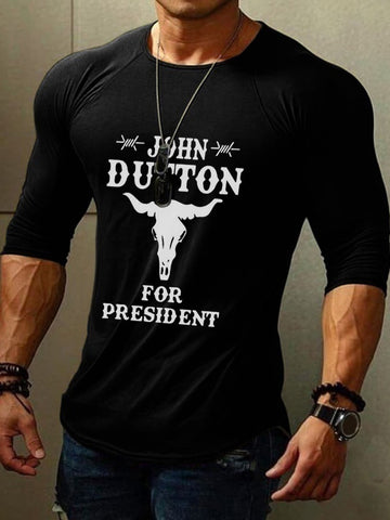 Camiseta de manga larga y cuello redondo para hombre con el lema "John Dutton For President" 