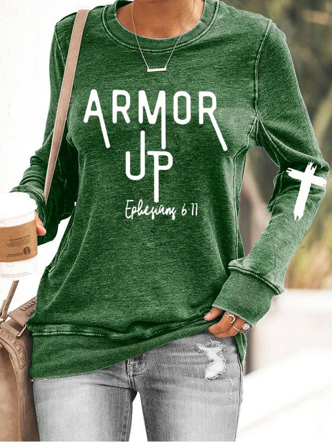 Women's Armor Up Print Casual Sweatshirt