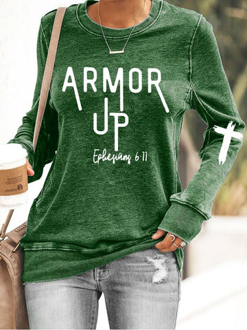 Women's Armor Up Print Casual Sweatshirt