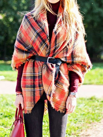 🔥Christmas Sale 🎁🎄-50% OFF-Orange Plaid Blanket Scarf, Gift For Her,Christmas Gifts