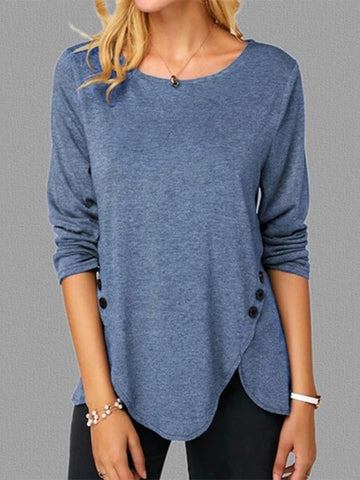 Wisherryy Casual Solid Color Irregular T-shirt