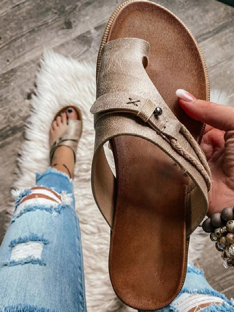 Wisherryy Casual Leather Flip Flops