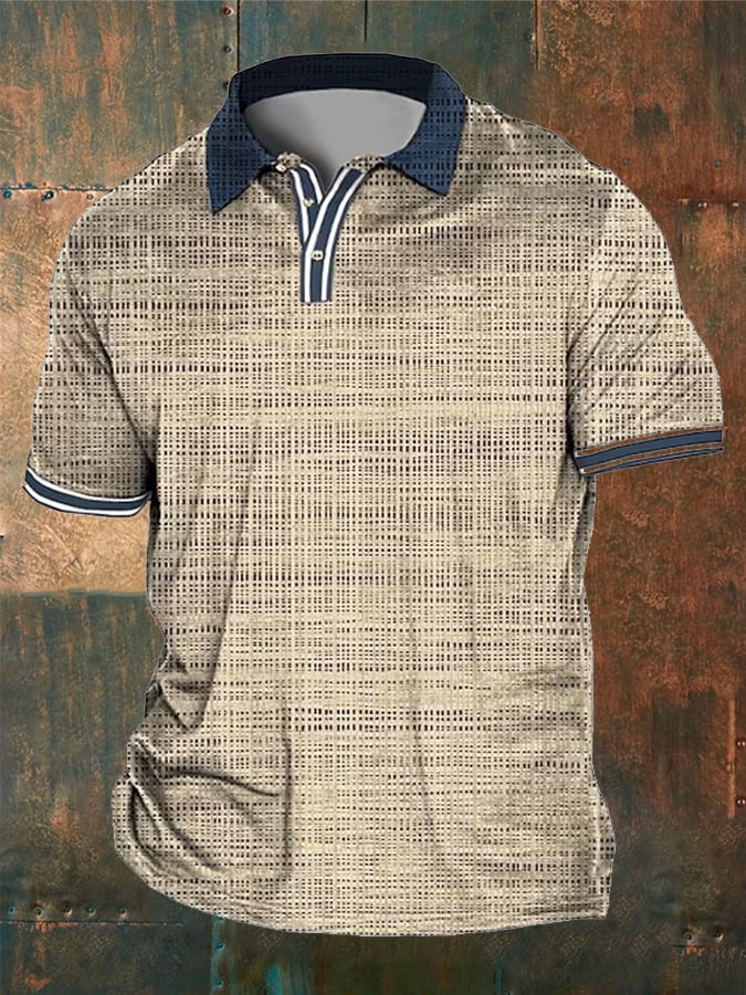 Camisa tipo polo informal con solapa y botones de flores estilo vintage para hombre 