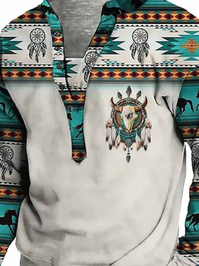 Sudadera de manga larga con estampado vintage del oeste 