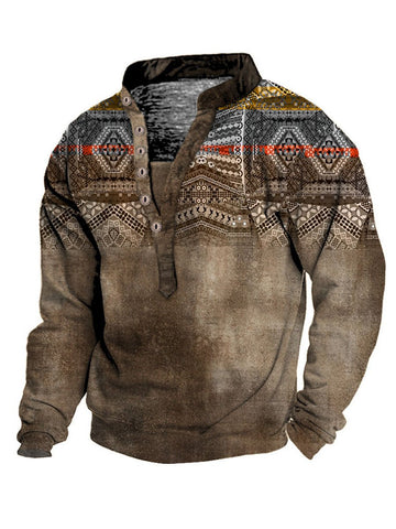 Sudadera con estampado desgastado del oeste para hombre 