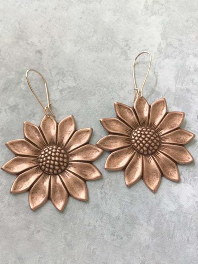 Wisherryy Western Vintage 3D Sunflower Earrings