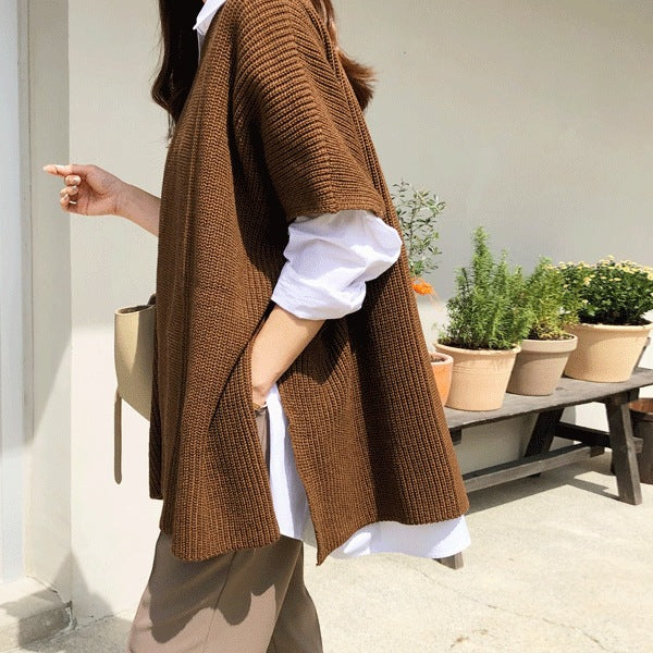 🔥Christmas Sale 🎁🎄-50% OFF-Knitted Vest Cloak With Casual Sweater