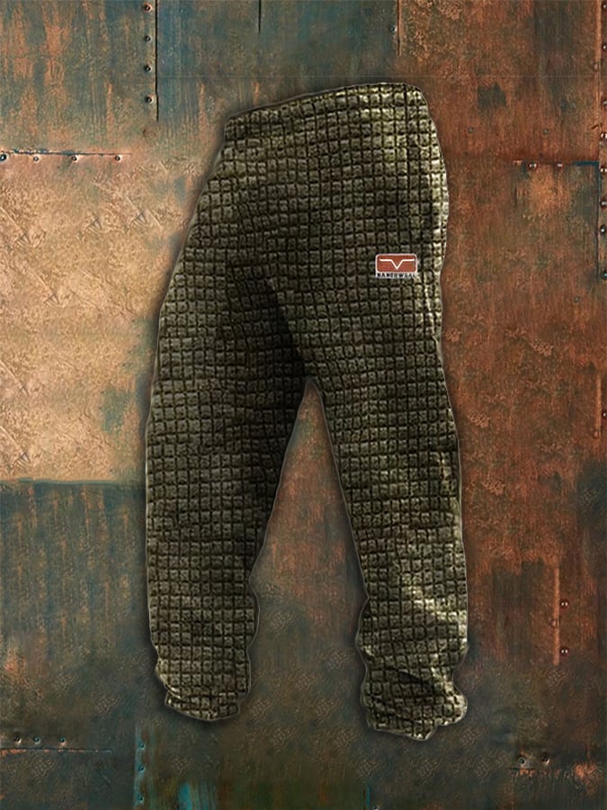 Pantalones deportivos con estampado de gofres vintage para hombre 