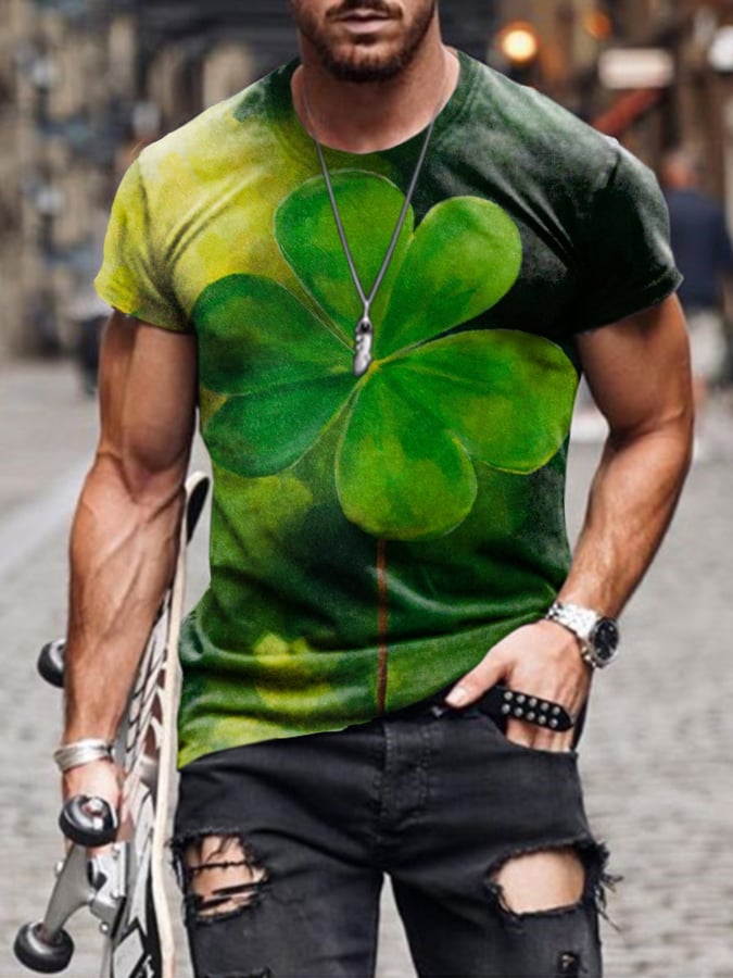 Camiseta de manga corta con estampado del Día de San Patricio para hombre 