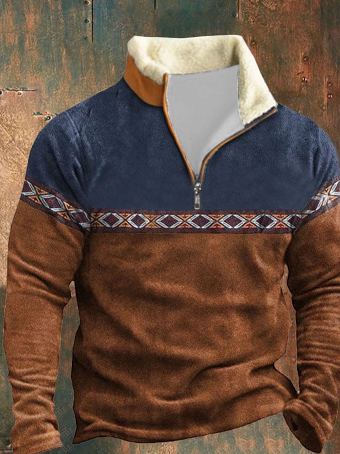 Sudadera informal con cuello alto, manga larga y estampado de cremallera 