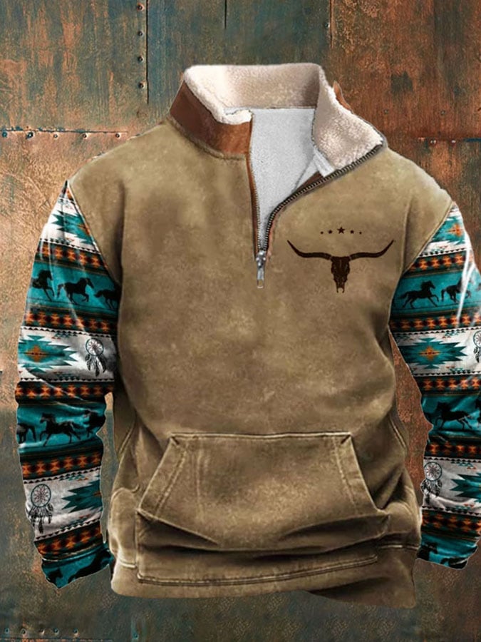 Sudadera informal de manga larga con cuello alto y cremallera 