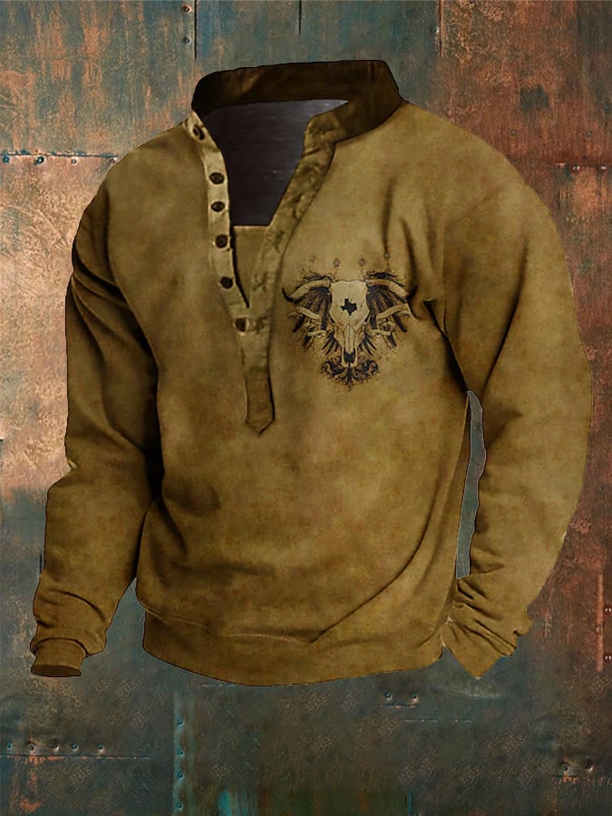 Sudadera con botones estilo western vintage de Longhorn para hombre 