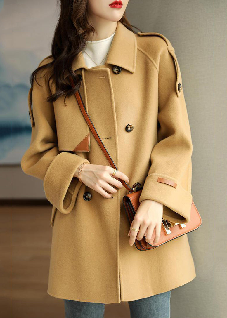 🔥Christmas Sale 🎁🎄-50% OFF-French Light Camel Peter Pan Collar Double Breast Woolen Coats Fall