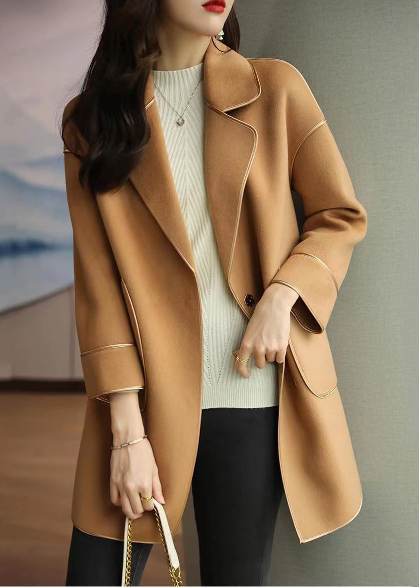 🔥Christmas Sale 🎁🎄-50% OFF-Light Camel Woolen Trench Coats Lapel Oversized Fall