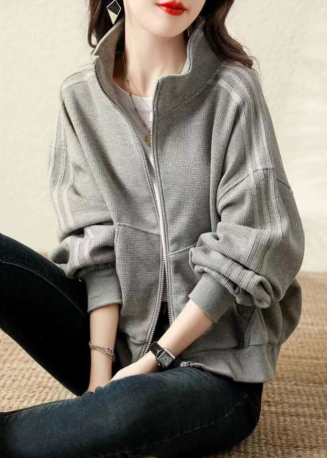 🔥Christmas Sale 🎁🎄-50% OFF-Plus Size Grey Oversized Cotton Sweatshirt Coat Fall