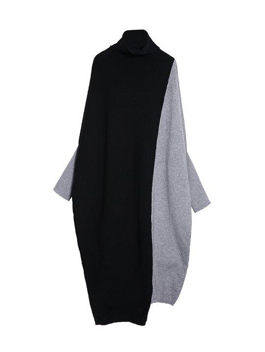 🔥Christmas Sale 🎁🎄-50% OFF-Split-Joint High-Neck Batwing Sleeve Asymmetric Sweater Dress