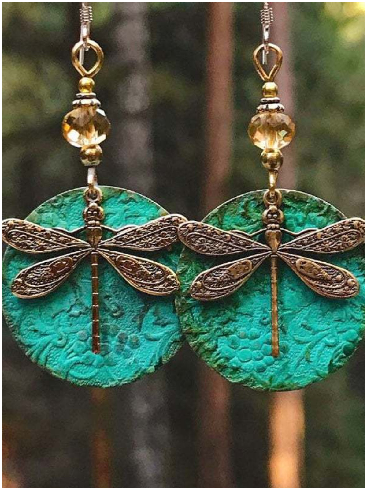 Retro Simple Dragonfly Round Earrings